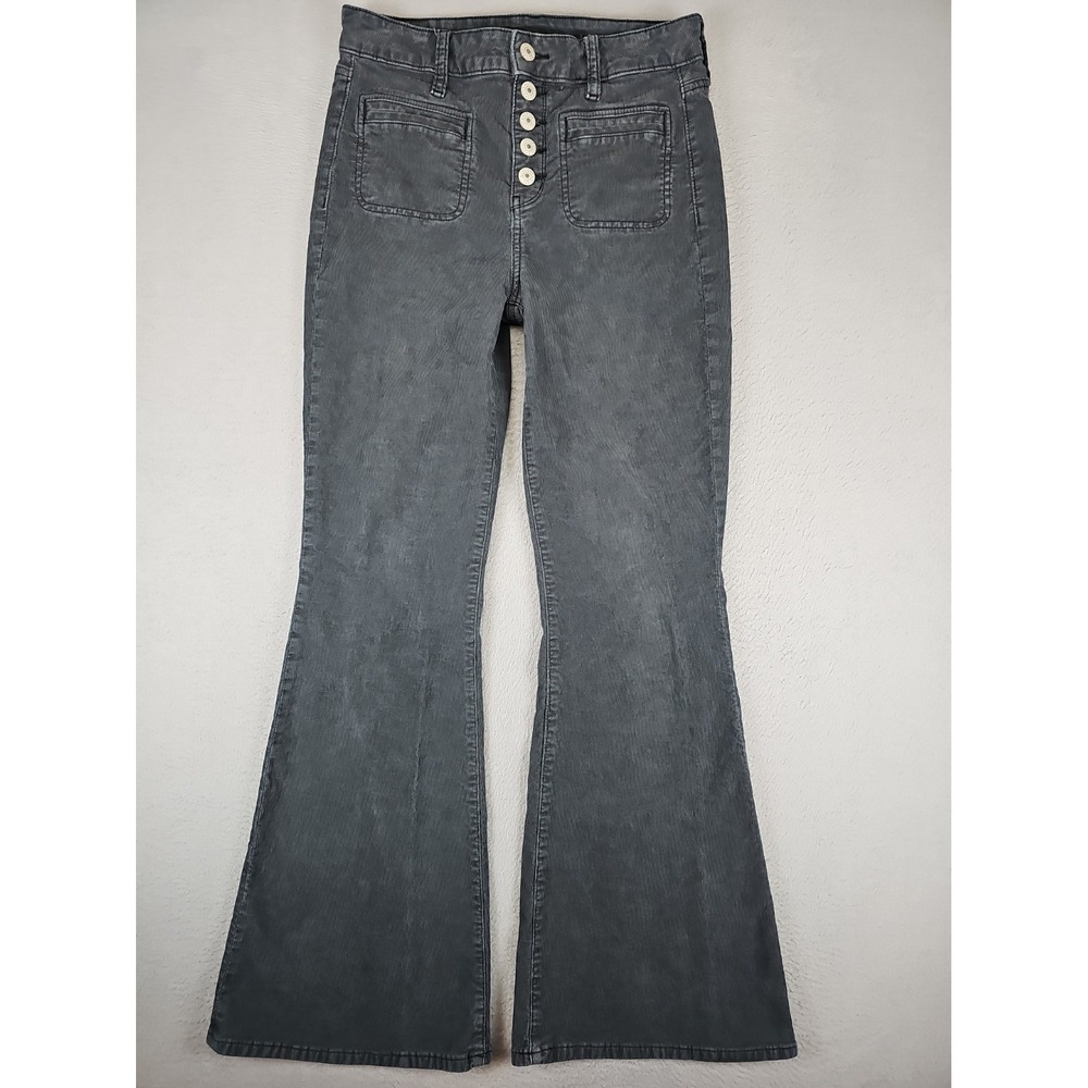 American Eagle Super High Rise Flare Corduroy Pants Women's Size 4 28x30 Gray